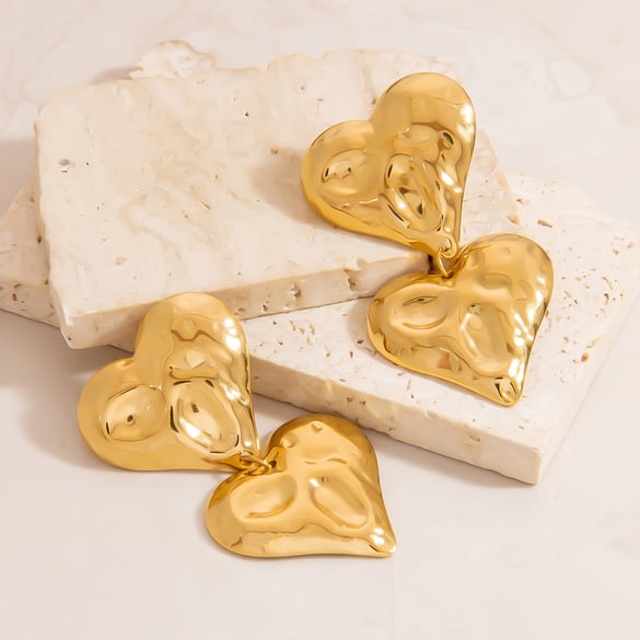 1 Paar romantische Serie Sweet Heart Edelstahl Gold Farbe Damen Tropfen Ohrringe 2