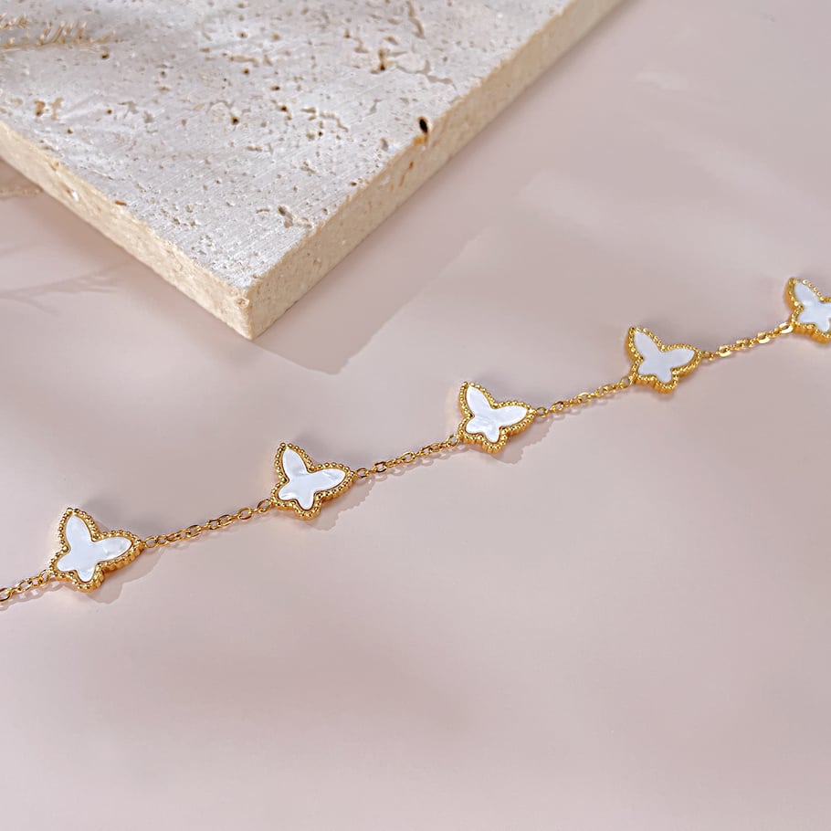 Schmetterlings-Charm-Armbänder aus Edelstahl in Goldfarbe Bild5