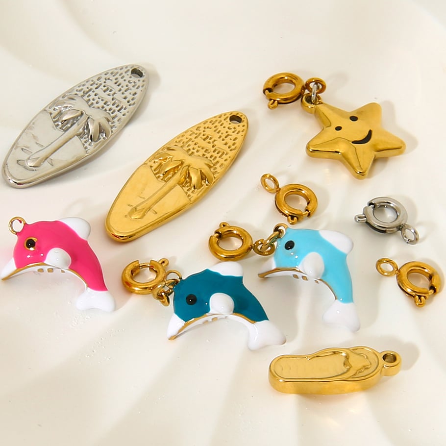 1 paio di ciondoli unisex in acciaio inossidabile color oro della serie Simple Daily Turtle Immagine3