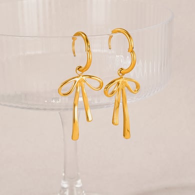 1 Pair Simple Series Daily Bow Knot Stainless Steel   Gold Color  Women's Drop Earrings h5 Picture4