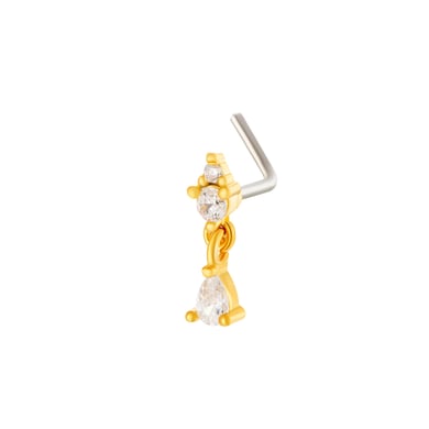 1 pièce de piercing de nez en forme de goutte en cuivre doré et zircon pour femme h5 