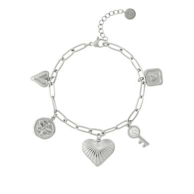 Glänzendes Herz Edelstahl Goldfarben Damen Charm Armbänder h5 