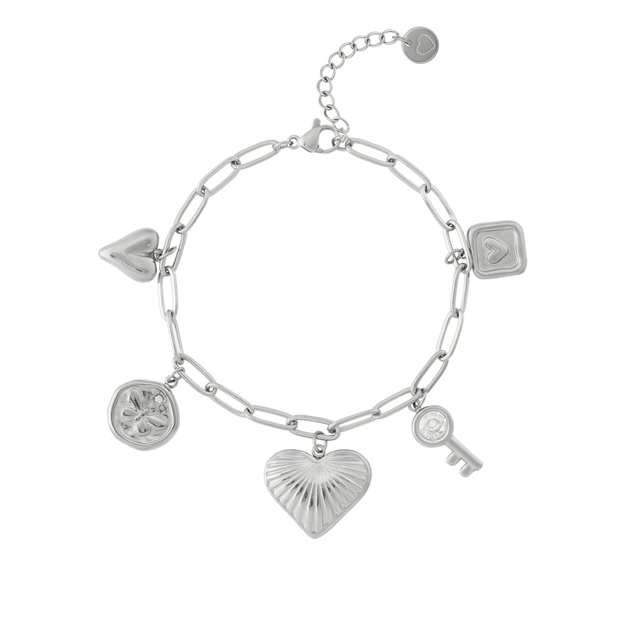 Glänzendes Herz Edelstahl Goldfarben Damen Charm Armbänder 