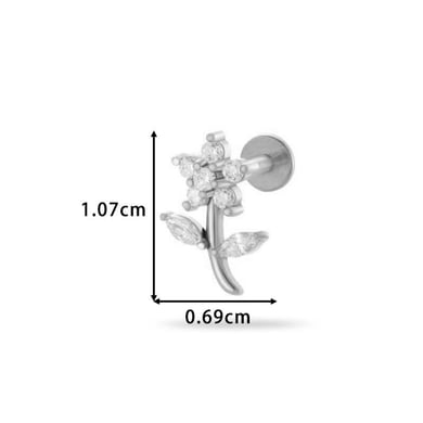 1 Piece Flower Stainless Steel Gold Color  Zircon Piercings Earrings h5 Picture2