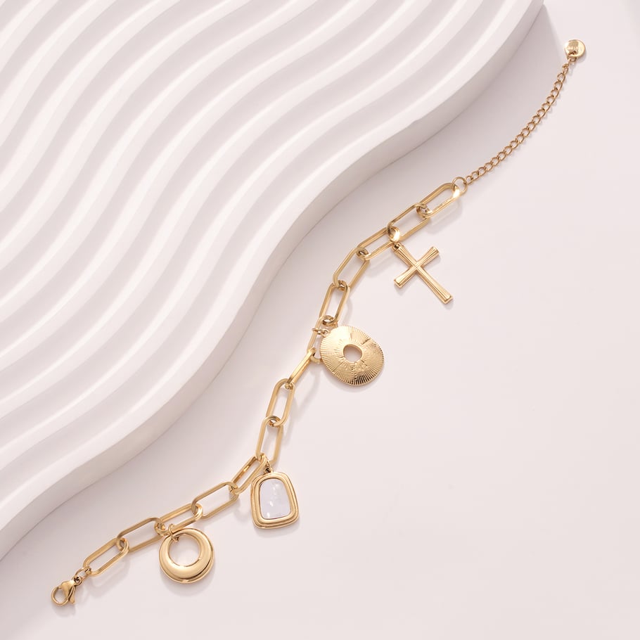 Classic Elegant Geometric Stainless Steel Gold Color Women's Charm Bracelets Picture7