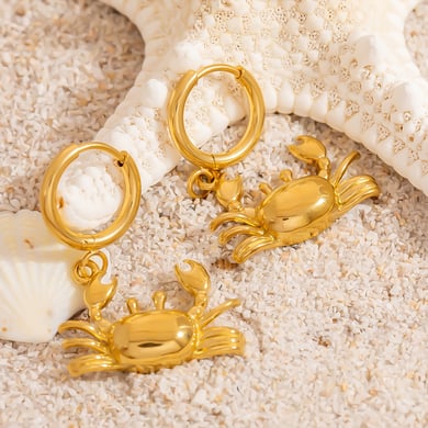 1 Pair Delicate Crab Stainless Steel Gold Color Women's Drop Earrings h5 Picture3
