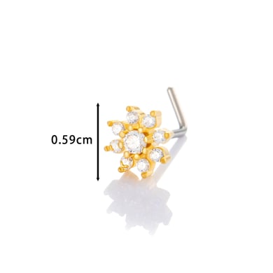 1 pièce de clou de nez en forme de fleur en cuivre doré et zircon pour femme h5 Image2