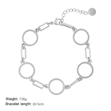 Ringförmige Patchwork-geometrische Edelstahl-Goldfarben-Damen-Kettenarmbänder h5 Bild2