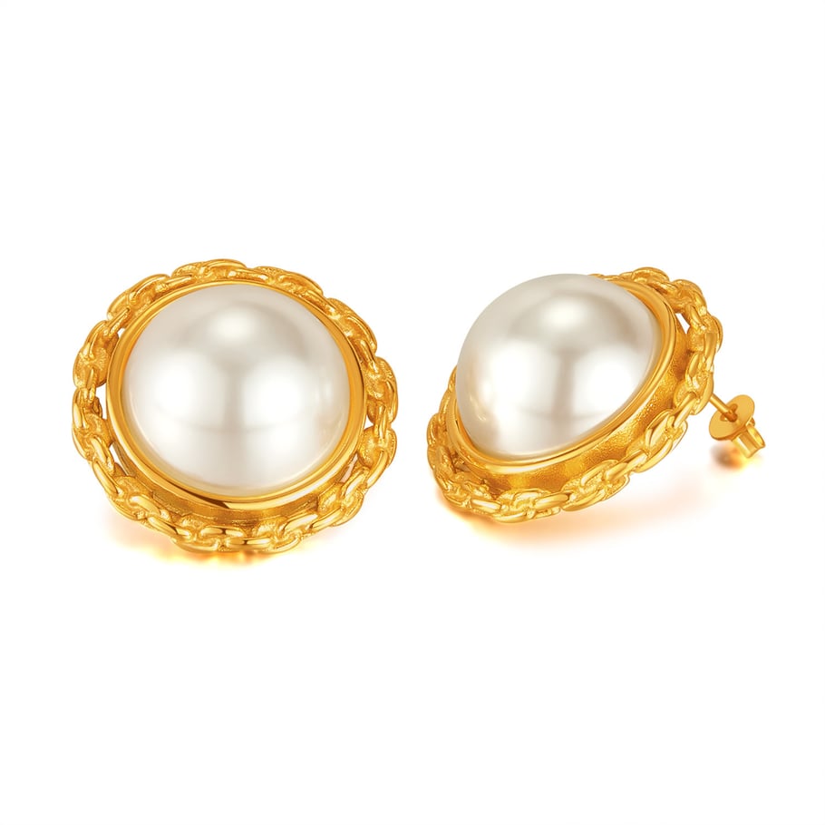 1 paio di orecchini a bottone da donna in acciaio inossidabile color oro, con motivo geometrico, semplici e quotidiani 