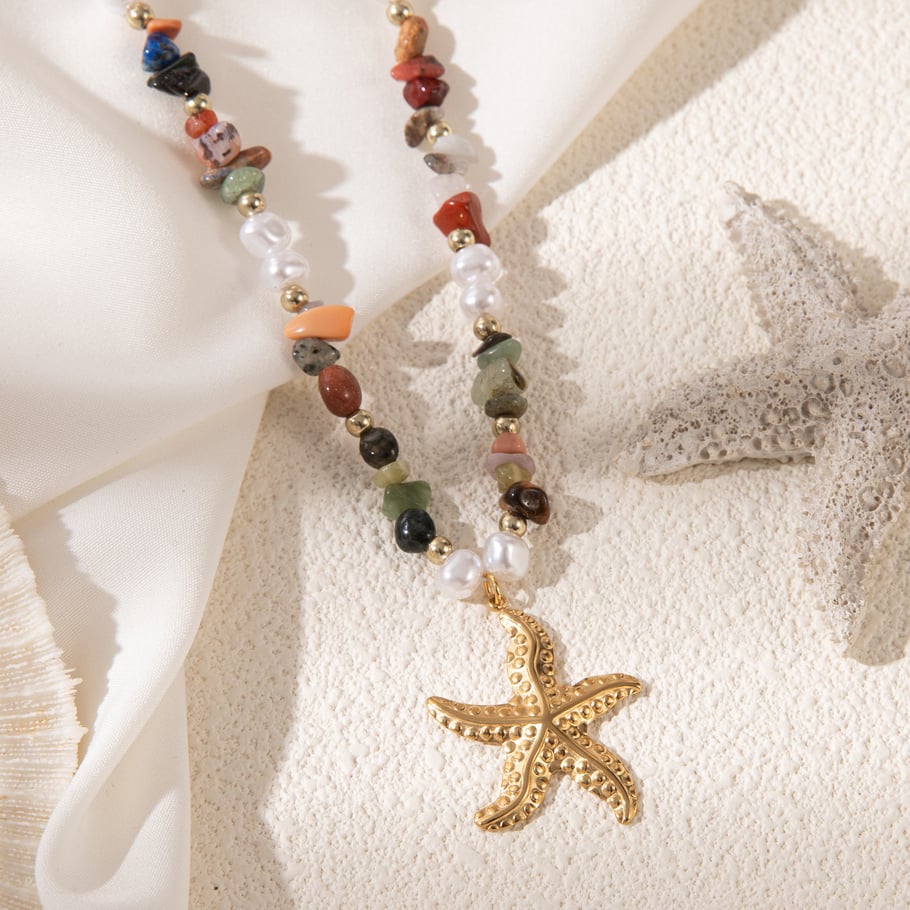 Vacation Series Starfish Stainless Steel Women's Necklaces h5Picture6