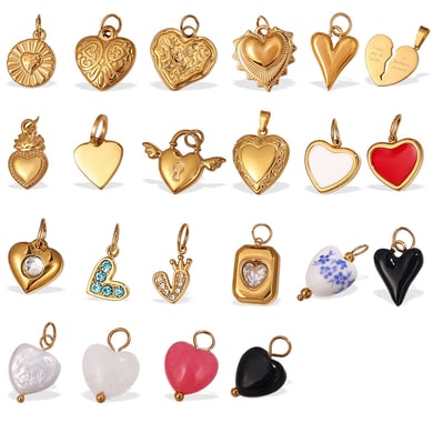 Heart Stainless Steel Gold Color DIY Pendants h5 Picture5