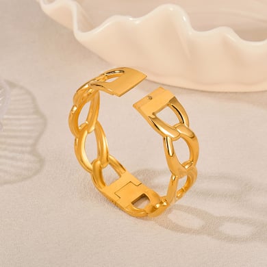 Bracelet simple géométrique en acier inoxydable doré pour femme, 1 pièce h5 Image4