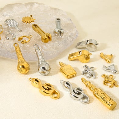 1 paio di ciondoli unisex geometrici in acciaio inossidabile color oro, serie semplice, giornalieri h5 Immagine3