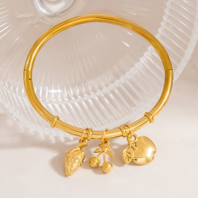 Niedliche Frucht-Charm-Armbänder aus Edelstahl in Goldfarbe für Damen h5 Bild5