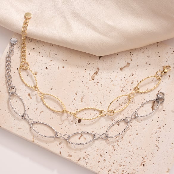 Delicate Oval Stainless Steel Gold Color Women's Charm Bracelets 2