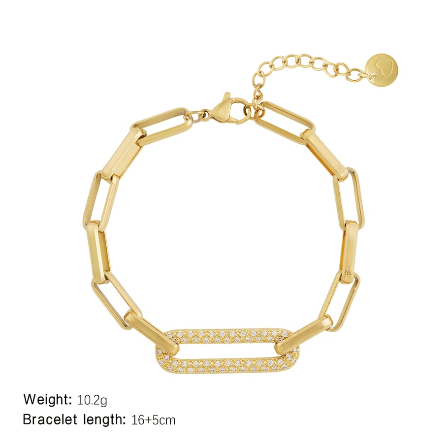 Rectangle Patchwork Stainless Steel Gold Color Women's Chain Bracelets Picture2