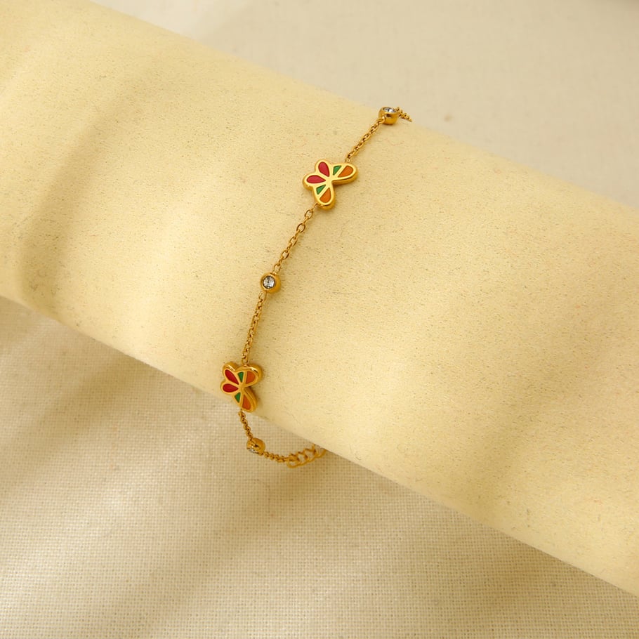 Bracelets tendance en acier inoxydable pour femme avec papillons colorés Image3