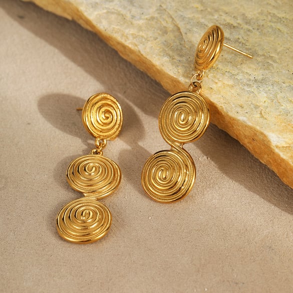 1 Pair Simple Series Daily Geometric Stainless Steel   Gold Color  Women's Dangle Earrings