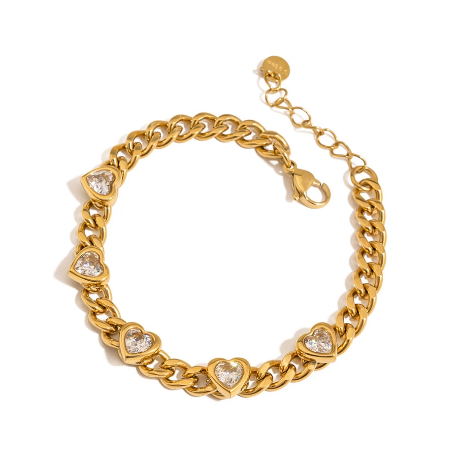 Luxuriöse Charm-Armbänder mit Herz-Anhänger aus Edelstahl in Goldfarbe Bild2