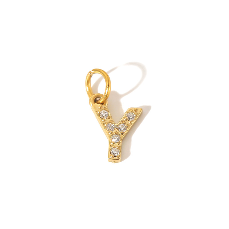 1 Paar Simple Series Daily Letter Edelstahl Gold Farbe Zirkon Unisex Anhänger Bild4