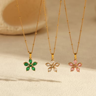 Einfache Serie Elegante Blume Edelstahl Damen Anhänger Halsketten h5 Bild2