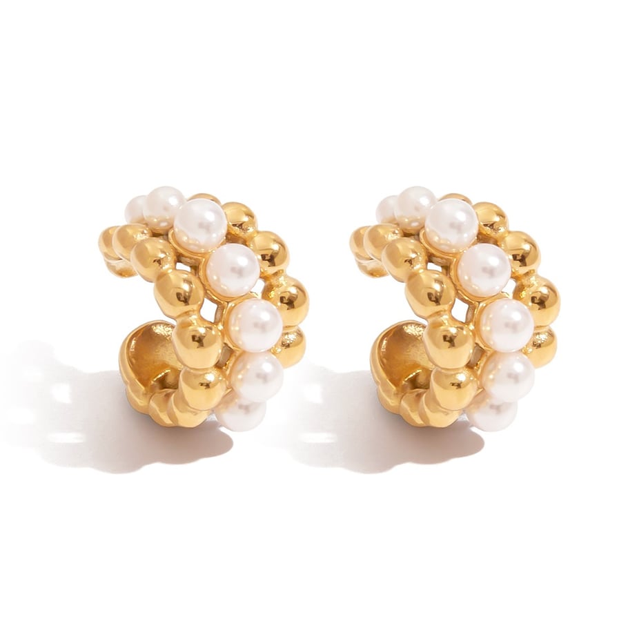 Retro Beads Edelstahl Goldfarbene Ohrmanschetten 