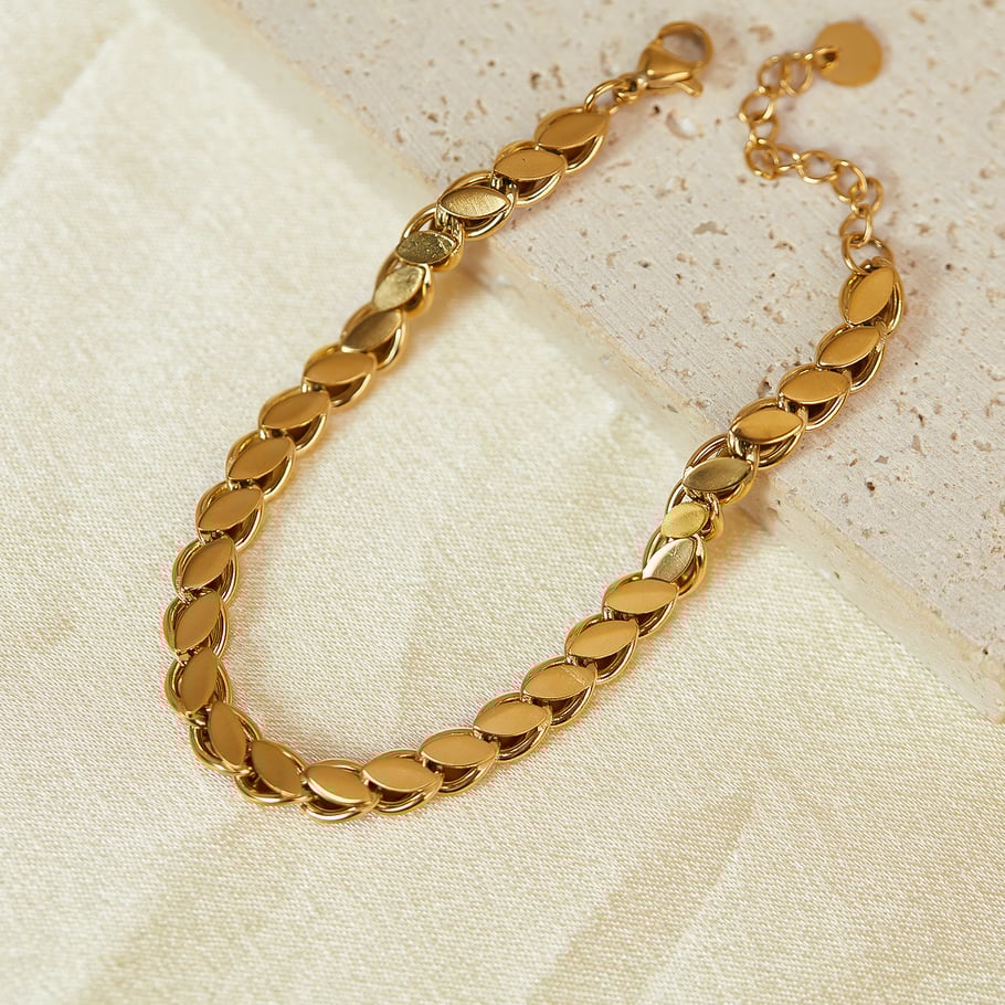 Tägliche geometrische Edelstahl-Kettenarmbänder in Goldfarbe Bild4