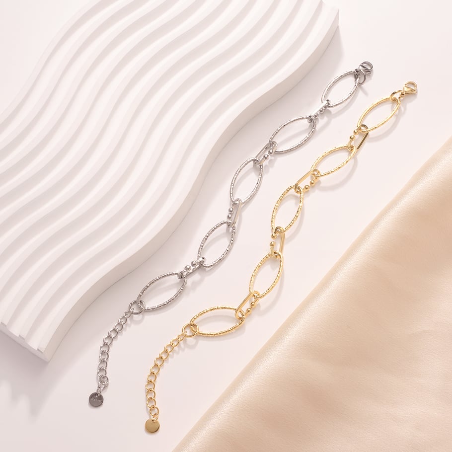 Classic Oval Patchwork Stainless Steel Gold Color Women's Chain Bracelets Picture5