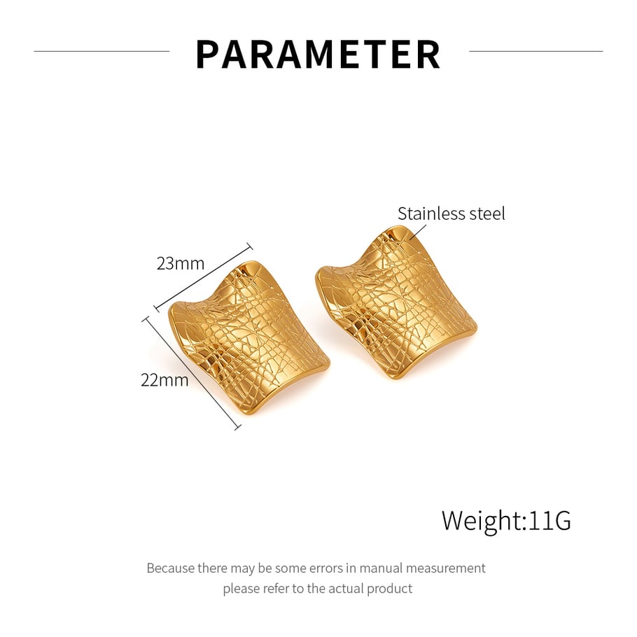 1 Paar Simple Series Tägliche geometrische Edelstahl Goldfarbene Damen-Ohrstecker Bild2