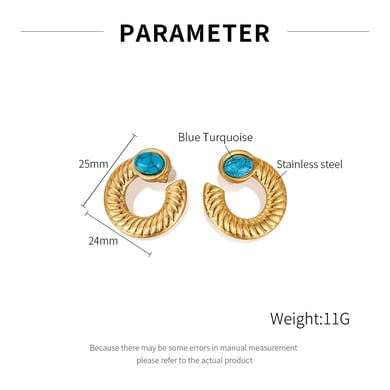 1 paio di orecchini a bottone da donna in acciaio inossidabile color oro, con motivo geometrico, semplici e quotidiani h5 Immagine2