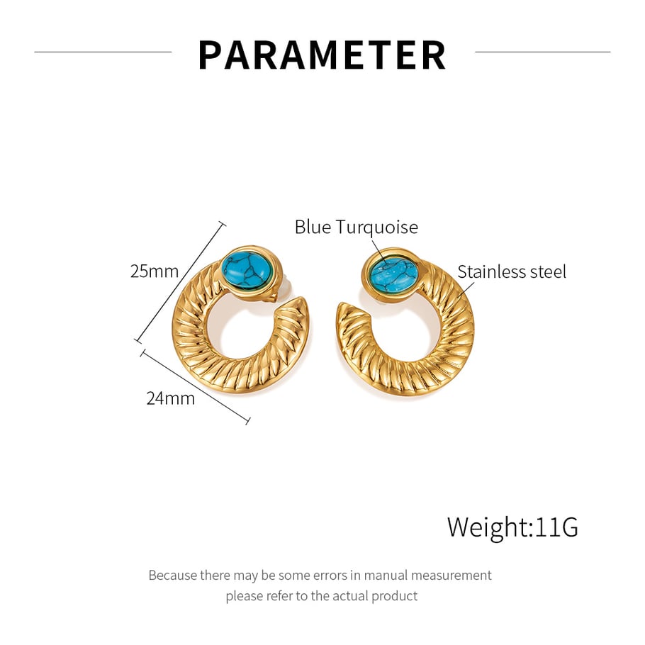1 paio di orecchini a bottone da donna in acciaio inossidabile color oro, con motivo geometrico, semplici e quotidiani Immagine2