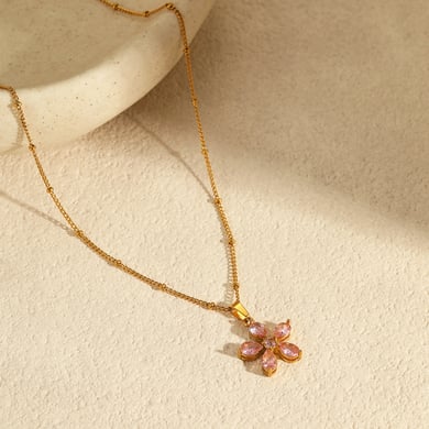 Einfache Serie Elegante Blume Edelstahl Damen Anhänger Halsketten h5 Bild4