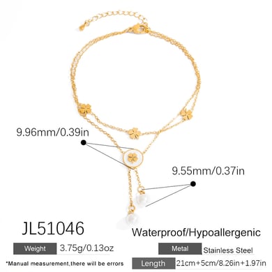 Klassische Blume Edelstahl Gold Farbe Künstliche Perle frauen Fußkettchen h5 Bild2