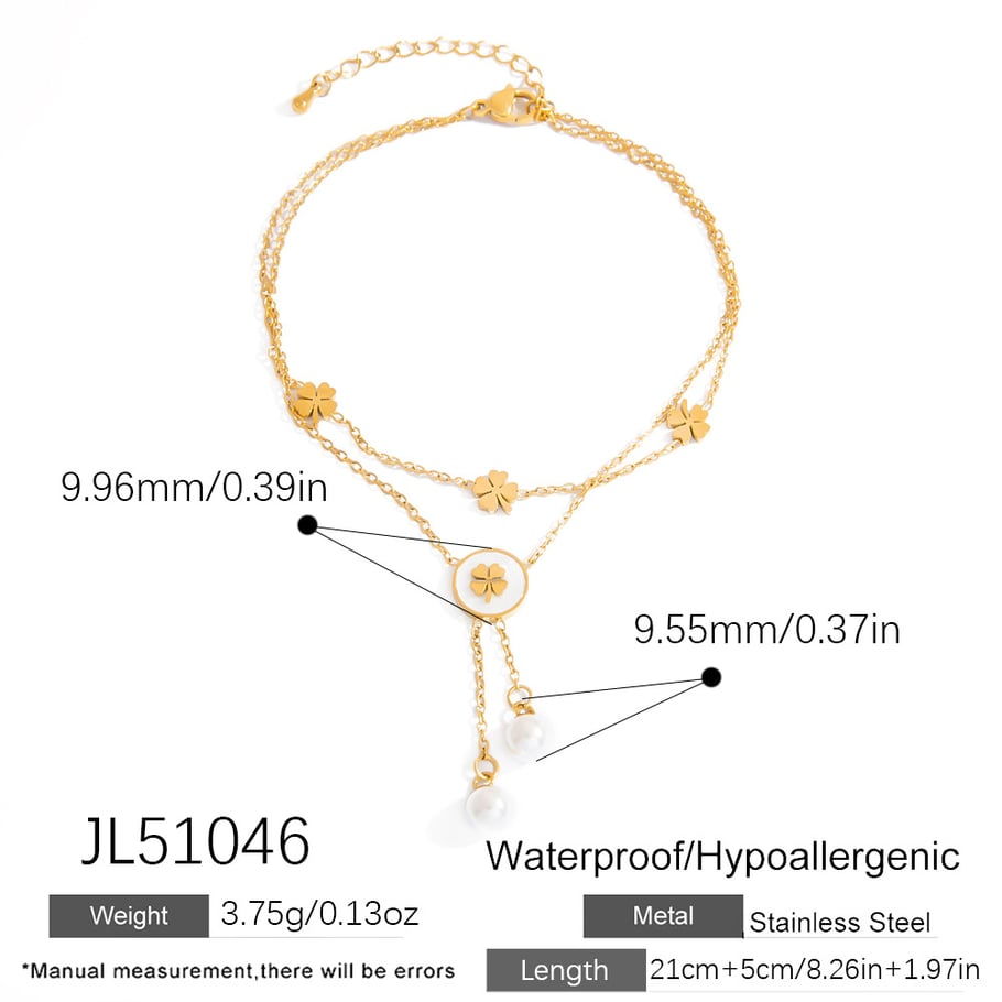 Klassische Blume Edelstahl Gold Farbe Künstliche Perle frauen Fußkettchen Bild2