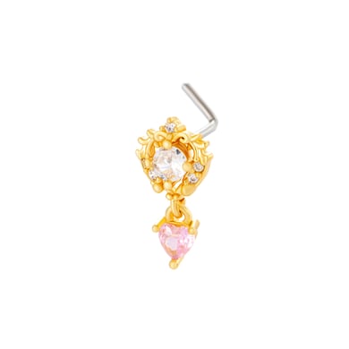 1 pièce de piercing de nez élégant en forme de cœur, couleur cuivre doré et zircone pour femme h5 