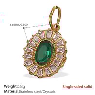 PJ495GNG Green Crystal Gold Pendant Picture12