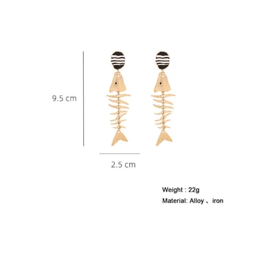 Fish Bone Alloy Drop Earrings h5 