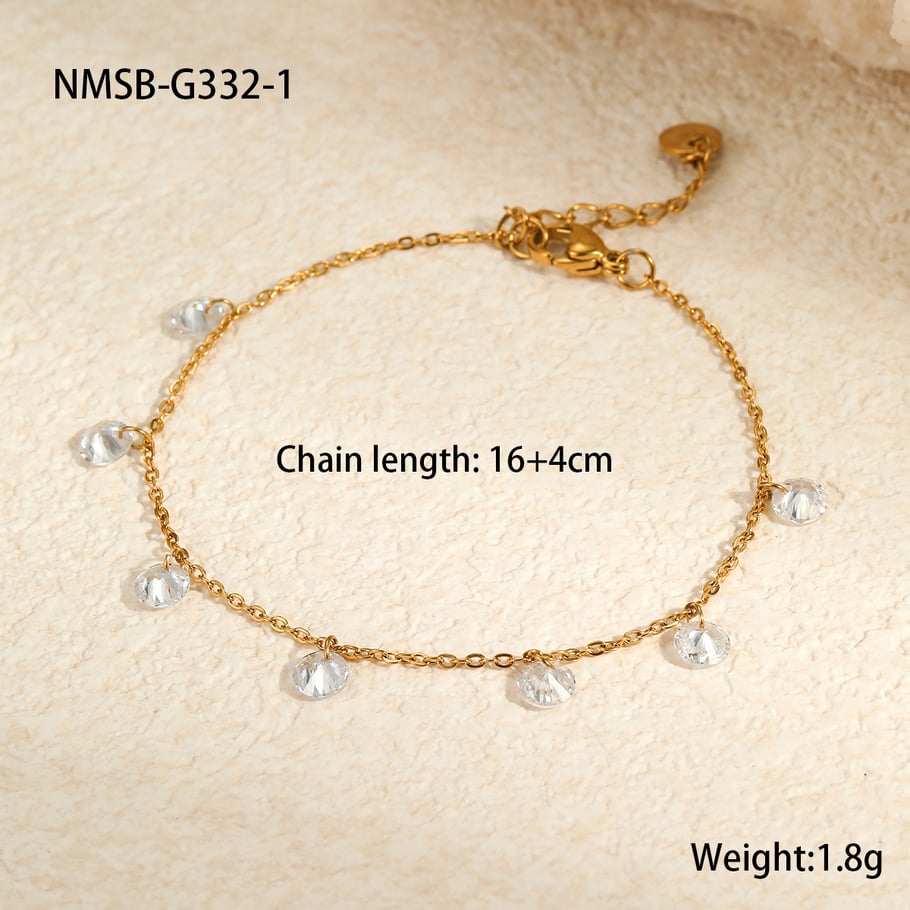 1 Pair Simple Series Sweet Chain Stainless Steel Gold Color Women's Chain Bracelets