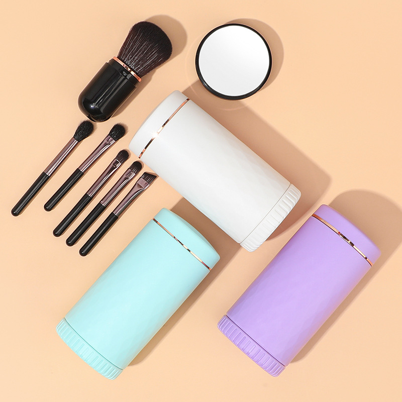 Tragbares Make-up-Pinselset für Damen mit Spiegel Bild2