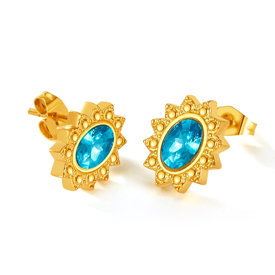 1 paio di orecchini a bottone da donna in acciaio inossidabile color oro, con motivo geometrico, semplici e quotidiani 