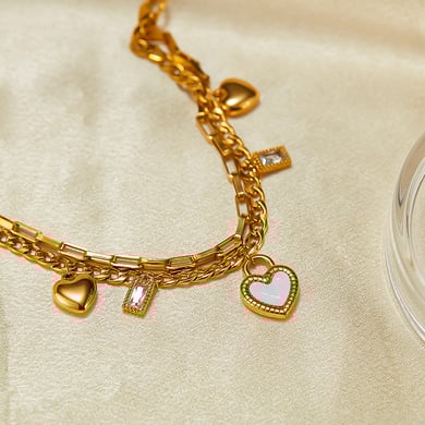Tägliche Herz-Charm-Armbänder aus Edelstahl in Goldfarbe h5 Bild3
