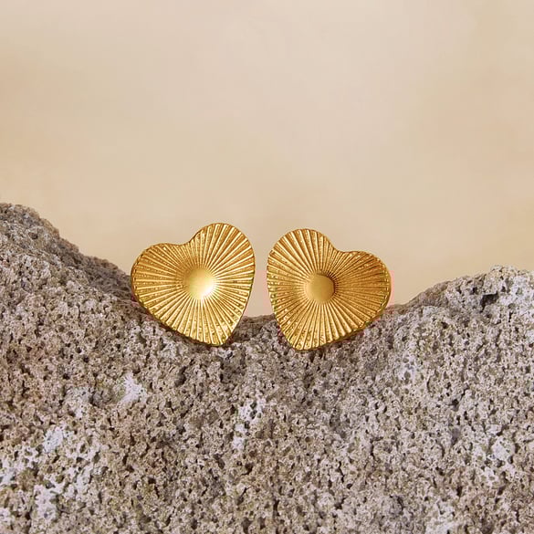 1 paar Simple Series Daily Heart roestvrij staal goudkleurige damesoorbellen