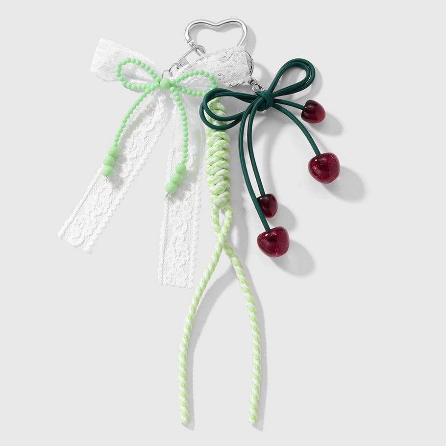 Dijes para bolso con lazo de cereza 
