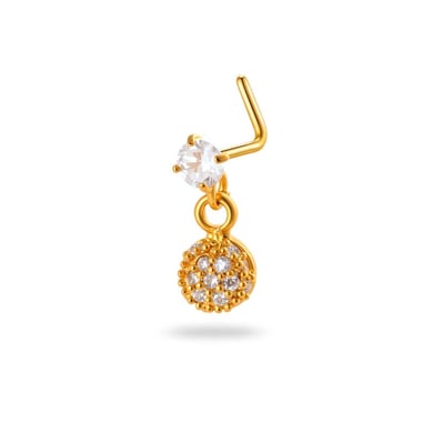 1 Stück Simple Series Simple Cross Kupfer Gold Farbe Zirkon Damen Nasenstecker h5 