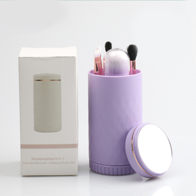 Tragbares Make-up-Pinselset für Damen mit Spiegel Bild3