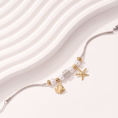 Braccialetti con ciondoli da donna in acciaio inossidabile color oro con pesci tropicali h5 Immagine6