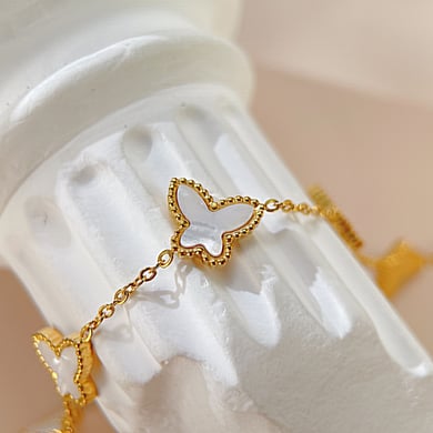 Schmetterlings-Charm-Armbänder aus Edelstahl in Goldfarbe h5 Bild7