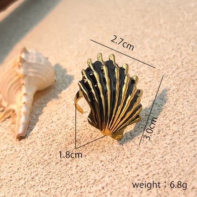 Shell Stainless Steel Statement Ring h5 Picture5