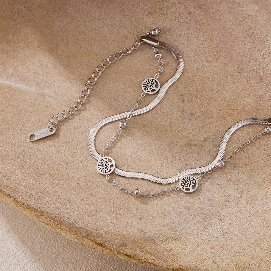 Bracelet chaîne pour femme en acier inoxydable couleur or, série simple, motif fleur quotidienne Image6