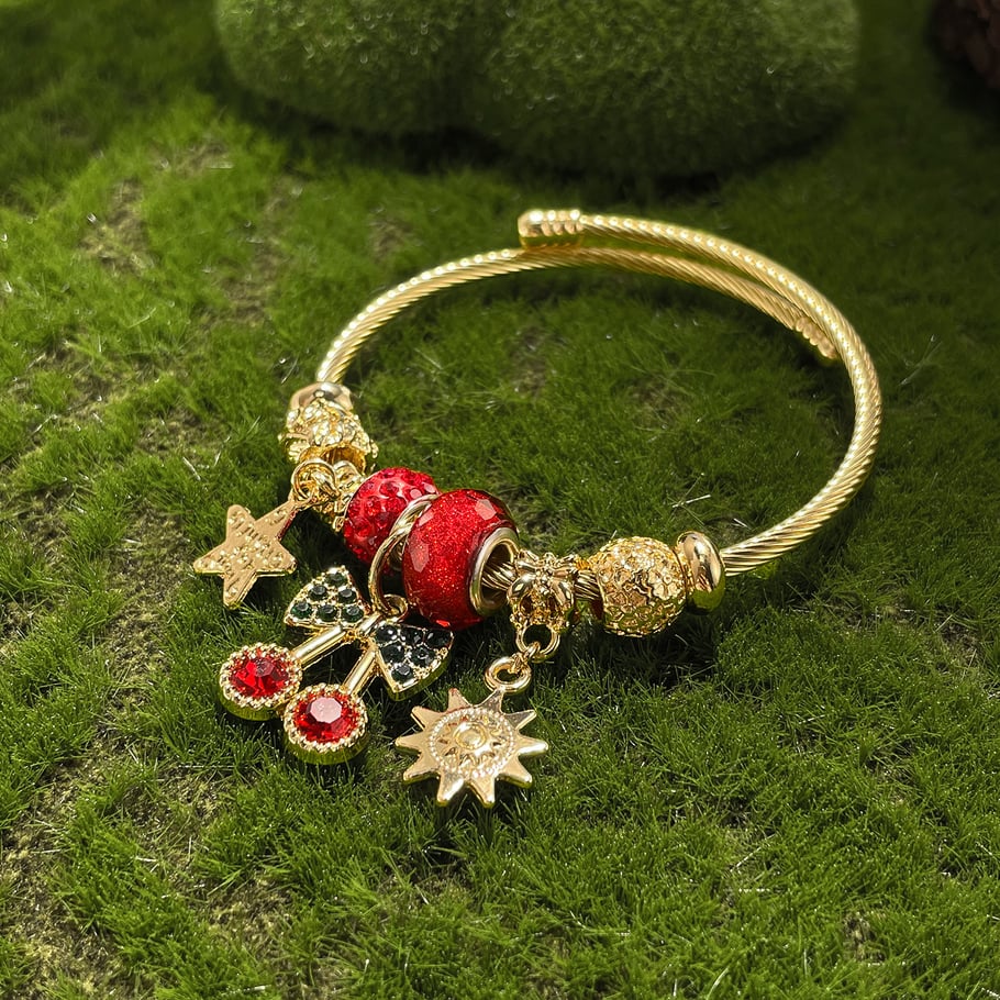 Süße Kirsche Gold Farbe Manschette Armbänder Bild4